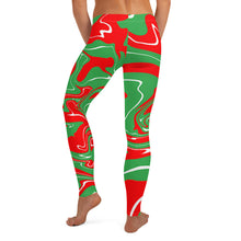 Load image into Gallery viewer, Abstract Christmas Print Women&#39;s Leggings (Red/White/Green)
