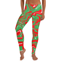 Load image into Gallery viewer, Abstract Christmas Print Women&#39;s Leggings (Red/White/Green)
