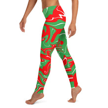 Load image into Gallery viewer, Abstract Christmas Print Women&#39;s Leggings (Red/White/Green)
