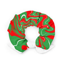 Load image into Gallery viewer, Abstract Christmas Print Recycled Scrunchie (Red/White/Green)
