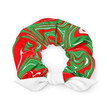 Load image into Gallery viewer, Abstract Christmas Print Recycled Scrunchie (Red/White/Green)
