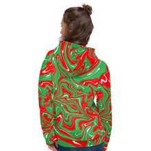 Load image into Gallery viewer, Abstract Christmas Print Unisex Hoodie (Red/White/Green)
