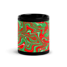 Load image into Gallery viewer, Abstract Christmas Print Black Glossy Mug (Red/White/Green)
