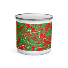 Load image into Gallery viewer, Abstract Christmas Print Enamel Mug (Red/White/Green)
