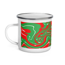 Load image into Gallery viewer, Abstract Christmas Print Enamel Mug (Red/White/Green)
