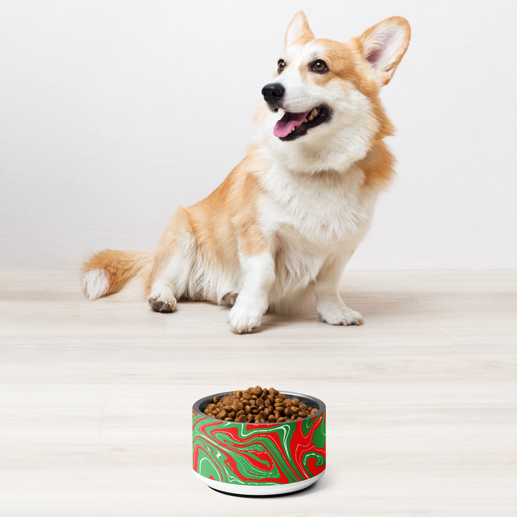 Abstract Christmas Print Pet bowl (Red/White/Green)