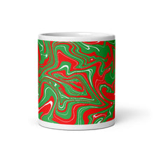 Load image into Gallery viewer, Abstract Christmas Print White Glossy Mug (Red/White/Green)
