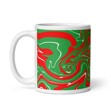 Load image into Gallery viewer, Abstract Christmas Print White Glossy Mug (Red/White/Green)
