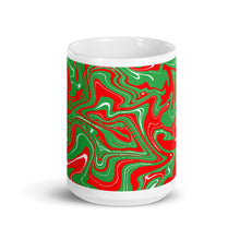 Load image into Gallery viewer, Abstract Christmas Print White Glossy Mug (Red/White/Green)
