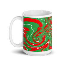 Load image into Gallery viewer, Abstract Christmas Print White Glossy Mug (Red/White/Green)
