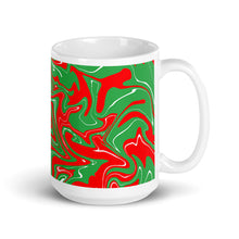 Load image into Gallery viewer, Abstract Christmas Print White Glossy Mug (Red/White/Green)
