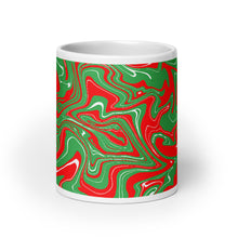 Load image into Gallery viewer, Abstract Christmas Print White Glossy Mug (Red/White/Green)
