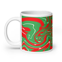 Load image into Gallery viewer, Abstract Christmas Print White Glossy Mug (Red/White/Green)
