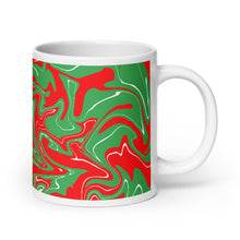 Load image into Gallery viewer, Abstract Christmas Print White Glossy Mug (Red/White/Green)
