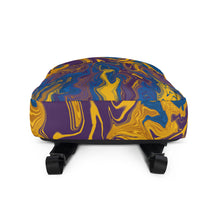 Load image into Gallery viewer, Abstract Print Backpack (Yellow/Purple/Blue)
