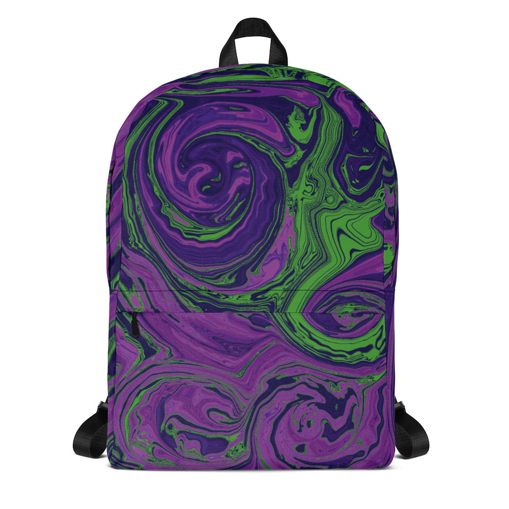 Abstract Print Backpack (Purple/Green)