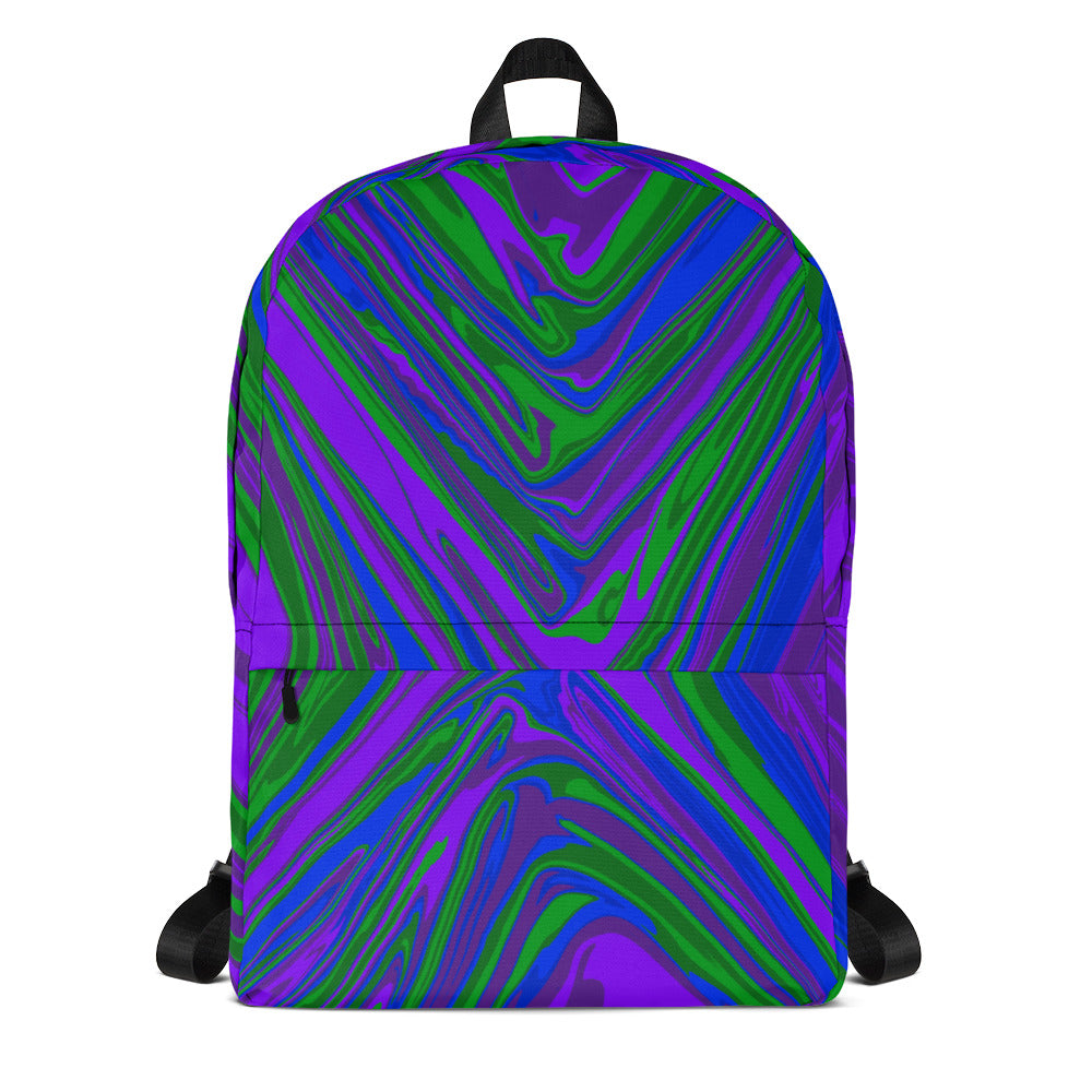 Abstract Print Backpack (Purple/Green/Blue)