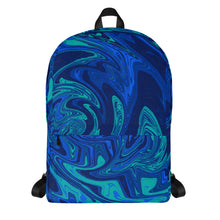 Load image into Gallery viewer, Abstract Print Backpack (Blue Swirl)
