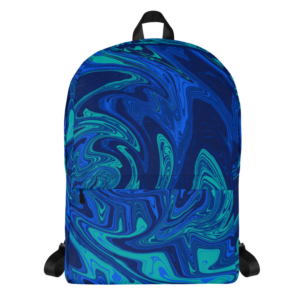 Abstract Print Backpack (Blue Swirl)