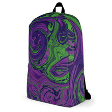 Load image into Gallery viewer, Abstract Print Backpack (Purple/Green)
