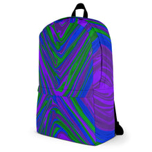 Load image into Gallery viewer, Abstract Print Backpack (Purple/Green/Blue)
