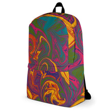 Load image into Gallery viewer, Abstract Print Backpack (Orange/Yellow/Green)
