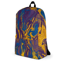 Load image into Gallery viewer, Abstract Print Backpack (Yellow/Purple/Blue)
