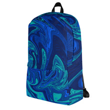 Load image into Gallery viewer, Abstract Print Backpack (Blue Swirl)
