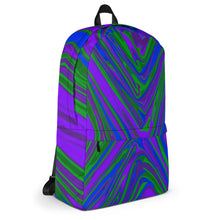 Load image into Gallery viewer, Abstract Print Backpack (Purple/Green/Blue)
