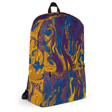 Load image into Gallery viewer, Abstract Print Backpack (Yellow/Purple/Blue)
