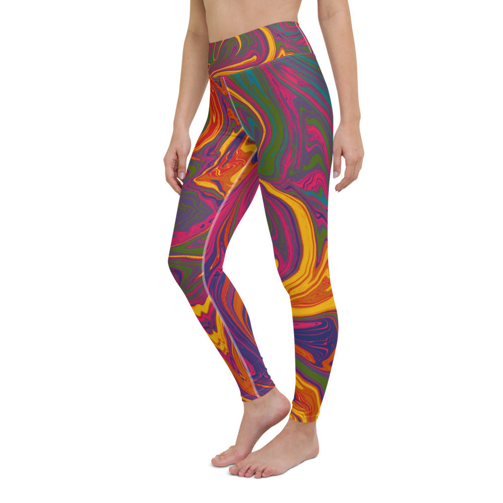 Abstract Print Women's Yoga Leggings (Orange/Yellow/Green) – TWITCHY